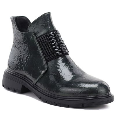 Damen-Ankle-Boots aus Lackleder, grün, M.Daszyński MR2501
