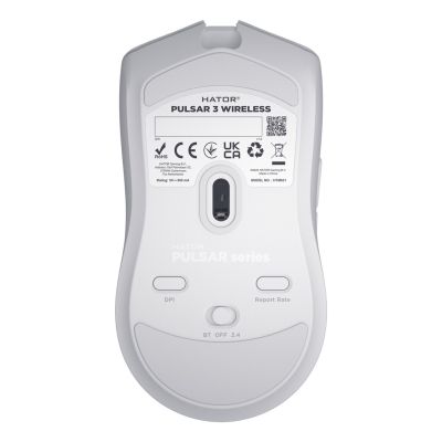 8. HATOR Pulsar 3 Kabellose Gaming-Maus, beidhändig bedienbar, Funkfernbedienung + Bluetooth + USB Typ-C, optisch, 12000 DPI