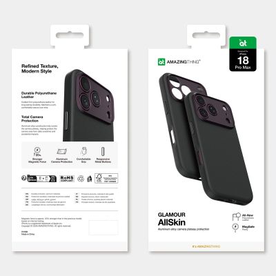 8. AmazingThing Glamour AllSkin iPhone 18 Pro Max Hülle mit Kameraabdeckung, MagSafe-kompatibel – Lila