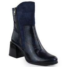 Damen-Lack-Stiefeletten mit Blockabsatz, blau M.Daszyński SA269-1