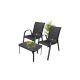 12. Klassisches Gartenmöbelset aus Textil aus dem Schwarzwald, zwei Stühle + schwarzer Tisch