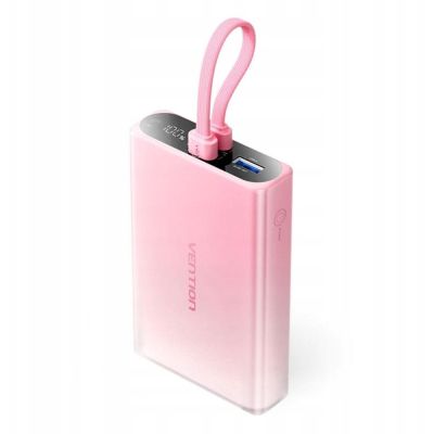 Vention Powerbank 10000 mAh USB-C + Lightning + USB-A 22,5 W mit LED-Anzeige Pink