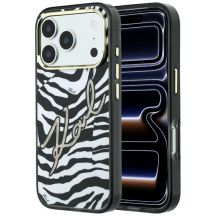 Karl Lagerfeld IML Signature Zebra Glitter MagSafe Hülle für iPhone 17 Pro Max / 18 Pro Max – Gold