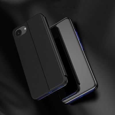 3. Transparente Schutzhülle für iPhone 16e / 17e (Klappcover) – Schwarz