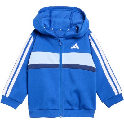 9. adidas Essentials Tiberio 3-Streifen Fleece-Trainingsanzug für Kinder Blau KC6004