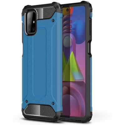 Hybrid Armor robuste TPU/PC Panzer Handyhülle Hard Case für Samsung Galaxy M51 blau