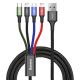 Baseus Kabel USB 4in1 Kabel, 2x Lightning / USB Typ C / Micro USB, Nylon geflochten 3.5A 1.2m schwarz (CA1T4-A01)