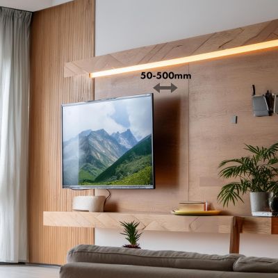 10. MACLEAN TV-WAND, max. VESA 800x600, 43-100", 80 kg, vertikale und horizontale Winkelverstellung, Profil 50-500 mm, Schwarz, MC-423