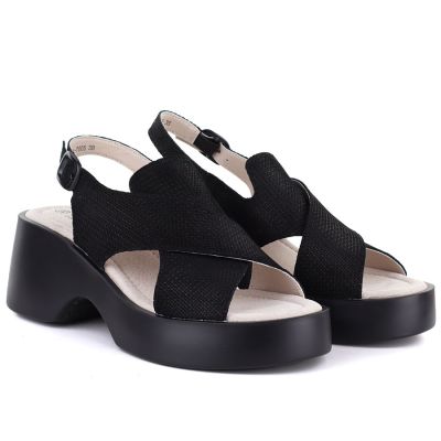 3. Schwarze Plateau-Sandalen aus Leder für Damen, Modell S.Barski 7005