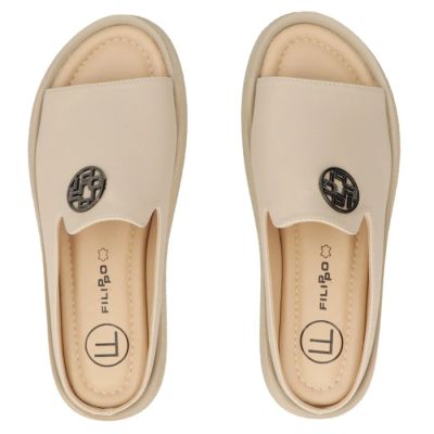 5. Beige Leder-Keilsandalen für Damen, Modell Filippo DK7758