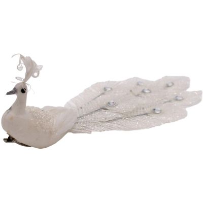 12. Dekorativer Pfau an einer weißen Kugelklammer