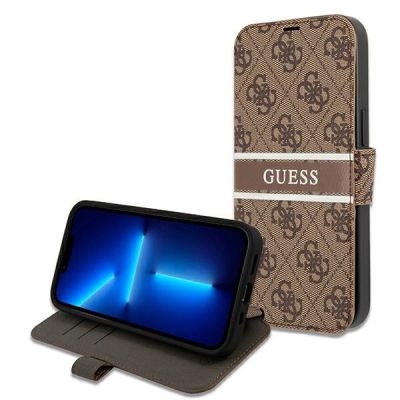 6. Guess GUBKP13L4GDBR iPhone 13 Pro / 13 6.1" braun/braunes Buch 4G Stripe