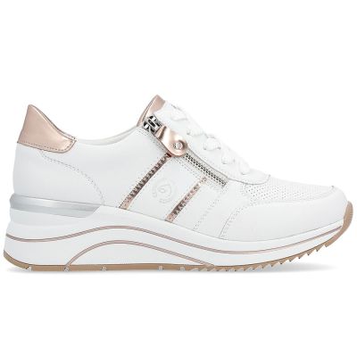 4. Weiße Damen-Keilsneaker aus Leder von Remonte Rieker (Modell D0T04-80)