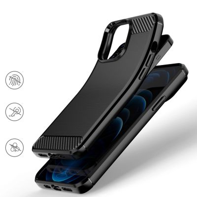 5. Carbon Case Flexibel Handyhülle TPU Schutzhülle für iPhone 13 Pro Max schwarz