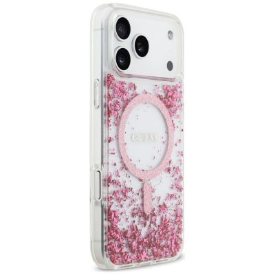 4. Guess MagSafe Hülle mit Harzboden und Glitzer für iPhone 17 Pro Max – Pink