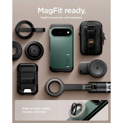 13. Spigen Tough Armor Mag MagSafe Hülle für Google Pixel 11 Pro – Dunkelgrün