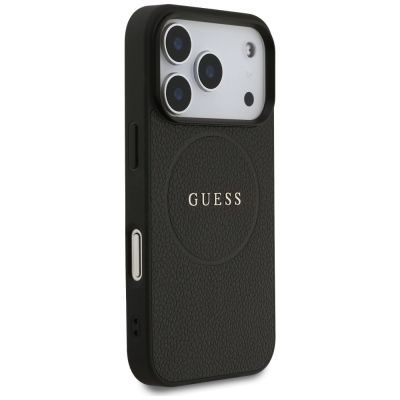 4. Guess Grained Ring MagSafe Hülle für iPhone 17 Pro - Schwarz