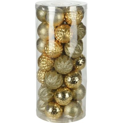 48. Dekorative Kunststoffkugeln, 6 cm, Set mit 35 Stück, Gold