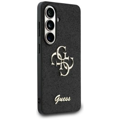 4. Guess Fixed Glitter Big 4G Metal Logo Hülle für Samsung Galaxy S26 - Schwarz