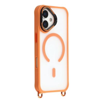 3. iPhone 17 Hülle mit verstellbarem Schultergurt und MagSafe-kompatiblem Kamerarahmen als Ständer – Orange