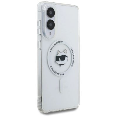 4. Karl Lagerfeld Button Choupette Head Printed Logo MagSafe Case für Samsung Galaxy S25 Edge - Weiß