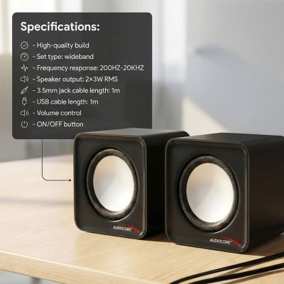 13. AUDIOCORE AC870B Computerlautsprecher-Set (2.0; schwarz)