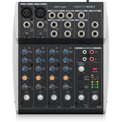 Behringer 802S – Kompakter 8-Kanal-Analogmixer mit USB-Schnittstelle, speziell entwickelt für Podcasting, Streaming und Heimaufnahmen