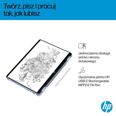 5. HP OmniBook 5 Flip 14-fp0004nw Core 5 120U 14" 2K Touch IPS 300 Nits 16 GB LPDDR5 5200 SSD512 Intel Grafikkamera 1080p 68 Wh Windows 11 Blue Sky 2 Jahre