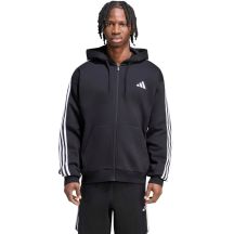 adidas Essentials Fleece-Kapuzenjacke für Herren mit 3 Streifen und durchgehendem Reißverschluss, Schwarz, KY6559