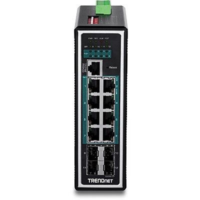 2. TRENDnet 12-Port Gigabit Managed L2+ PoE+ Metal Industrial Switch