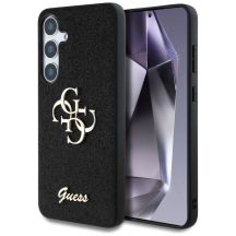 Guess Fixed Glitter Big 4G Metal Logo Hülle für Samsung Galaxy S25 Plus schwarz