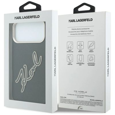 8. Karl Lagerfeld Schutzhülle mit großem, glattem Harz-Logo für iPhone 18 Pro Max / 17 Pro Max – Schwarz