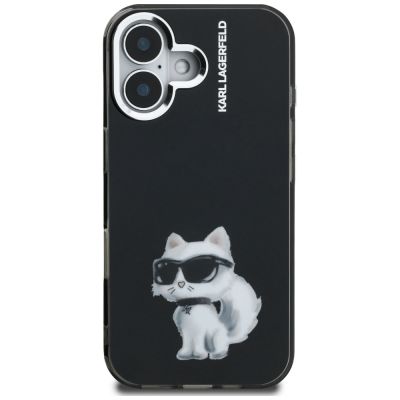 3. Karl Lagerfeld IML Aquarelle Choupette & Logo iPhone 16 Hülle - Schwarz