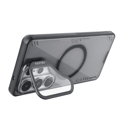 5. Nillkin Iceblade Prop Magnetische Hülle mit Kameraabdeckung und Ständer, kompatibel mit MagSafe für Samsung Galaxy S26 Ultra – Transparent Schwarz