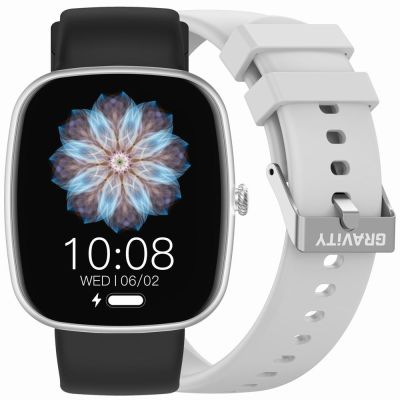 GRAVITY GT18-5 Damen-Smartwatch, schwarzes Silikonarmband + graues Armband