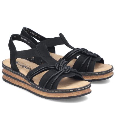3. Schwarze Damen-Sandalen mit elastischem Riemen, Modell Rieker 62969-00