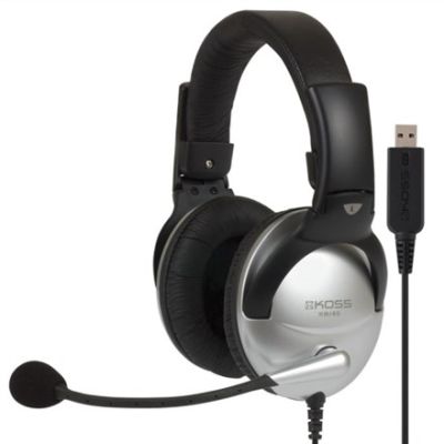 3. Koss SB45 USB-Headset mit Kabel und Kopfbügel, geeignet für Büro/Callcenter, Schwarz/Silber