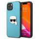 Karl Lagerfeld Leder Ikonik Karl's Head Metallhülle für iPhone 13 mini - Blau
