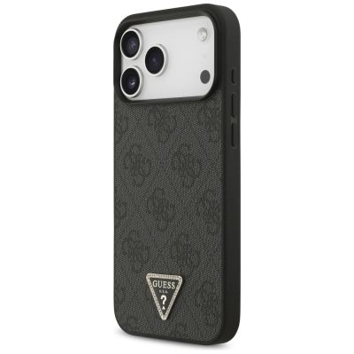 2. Guess Leather 4G Triangle Strass MagSafe Case für iPhone 17 Pro Max - Schwarz