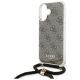 5. Guess Crossbody Cord 4G Print Hülle mit Trageband für iPhone 16 – Braun
