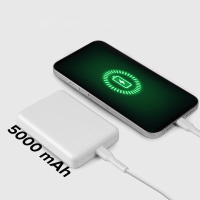 7. Powerbank SBS TEBB5000MAG1CW 5000 mAh USB-C, MagSafe kompatibel – Weiß