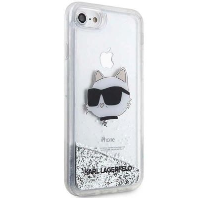 4. Karl Lagerfeld KLHCI8LNHCCS iPhone 7/8/ SE 2020/2022 Silber/Silber Hardcase Glitter Choupette Head