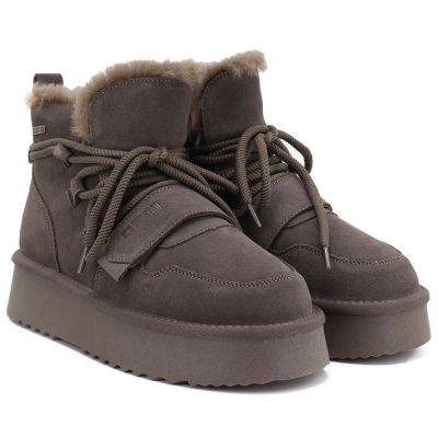 4. Damen-Plateau-Ankle-Boots aus braunem Wildleder von Big Star (UU274314)