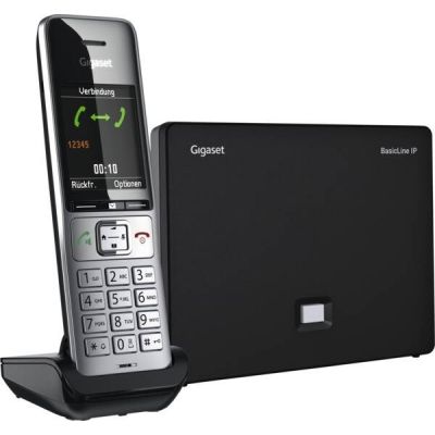 3. Gigaset BasicLine IP + COMFORT 500HX DECT-Telefon mit Anrufernamen und --ID, Schwarz/Silber