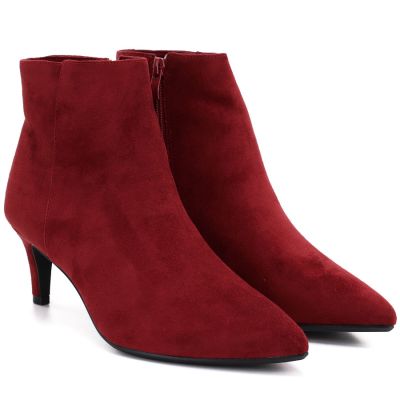 4. Gefütterte Damen-Ankle-Boots mit niedrigem Absatz, rotes Wildleder, Sergio Leone BT-65