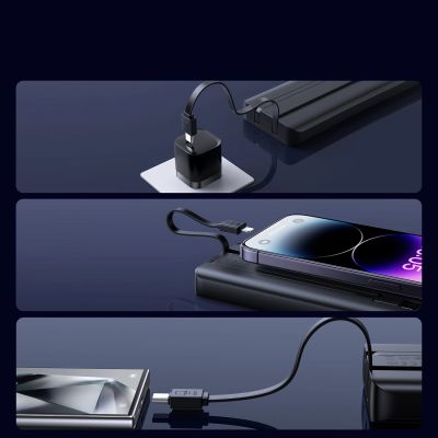 11. Joyroom JR-PBF19 22,5 W 10000 mAh Powerbank mit zwei integrierten Kabeln – Schwarz