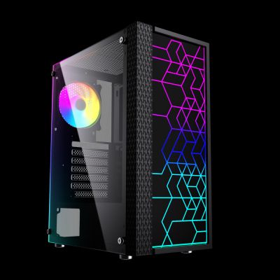 GEMBIRD FORNAX 2500 MIDI-TOWER-CASE (1x USB 3.0, 2x USB 2.0, HD-Audio, Seitenwand aus Glas) SCHWARZ