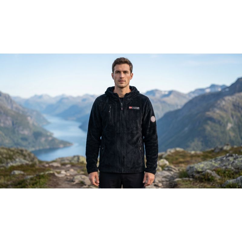 4. Herren-Fleecepullover Geographical Norway UPLOAD HOOD BLACK DB MEN 224 (WY3383H/GN-BLACK)