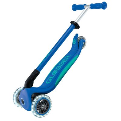 8. Globber Primo Faltbarer Kinderroller mit Lichtern, klassisch, Blau, Marineblau (Marineblau)