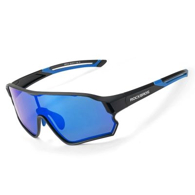 Rockbros 14110009001 Polarisierte Fahrradbrille für Kinder von 8-14 Jahren - Schwarz und Blau